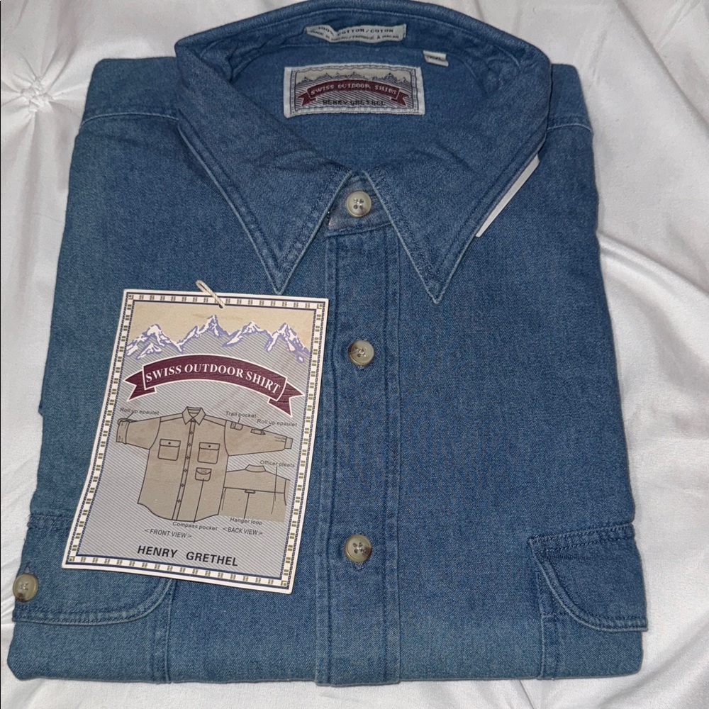 Henry Grethel Blue Casual Button Down Shirt